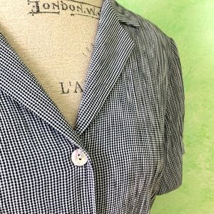 Talbots black and white short sleeve blouse